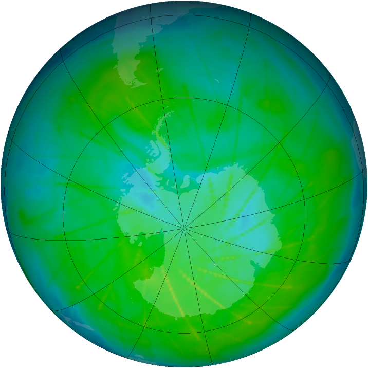 Antarctic ozone map for 26 December 2009